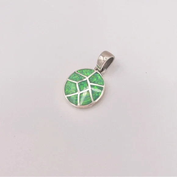 SILVER Sparkle Green Opal Mexico Pendant - Picture 3 of 7